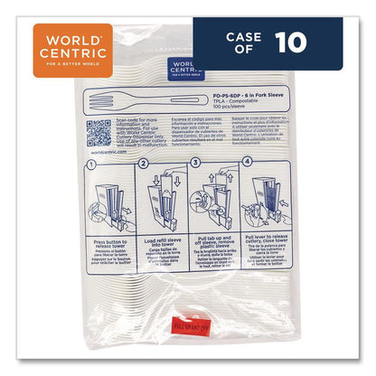 Cutlery Dispenser Refills, Fork, Plastic, Light Beige, 100/Bag, 10 Bags/Carton