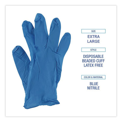 Blue Disposable Nitrile Gloves, 370 Series, Powder-Free, X-Large, 3 mil Thick, 9.5" Long, Blue, 100/Box, 10 Boxes/Carton
