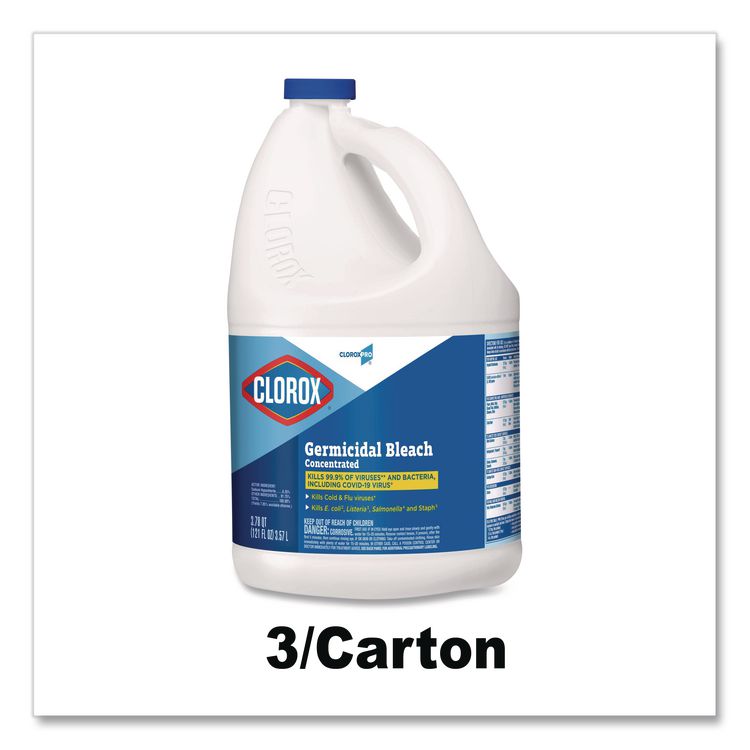CloroxPro Concentrated Germicidal Bleach, Regular Scent, 121 oz Bottle, 3/Carton
