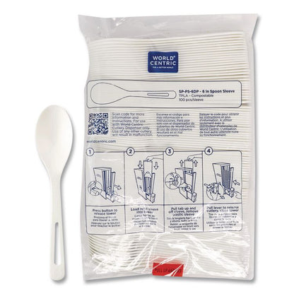 Cutlery Dispenser Refills, Spoon, Plastic, Light Beige, 100/Bag, 10 Bags/Carton