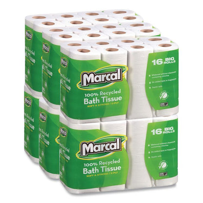 100% Recycled Two-Ply Bath Tissue, Septic Safe, White, 168 Sheets/Roll, 96 Rolls/Carton