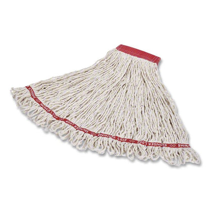 Web Foot Shrinkless Looped-End Wet Mop Head, Cotton/Synthetic, Large, White, 1" White Headband