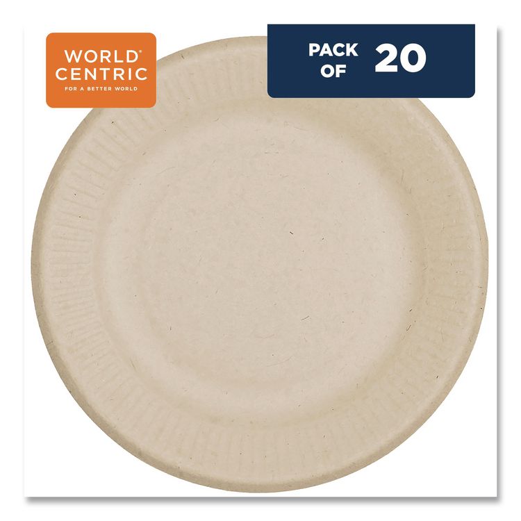 Fiber Plates, 6" dia, Natural, 20/Pack