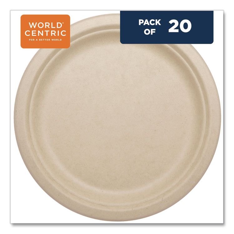 Fiber Plates, 9" dia, Natural, 20/Pack