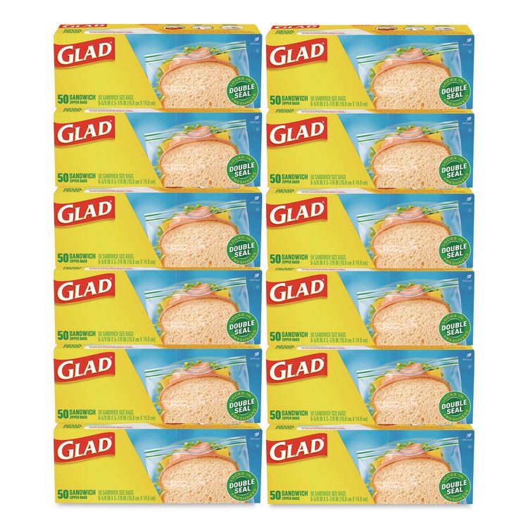 Zipper Food Storage Plastic Sandwich Bags, 6.63 x 5.88, Clear, 50 Bags/Box, 12 Boxes/Carton