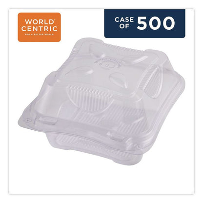 PLA Hinged Clamshells, 19 oz, 5.9 x 6.4 x 3.5, Clear, Plastic, 500/Carton