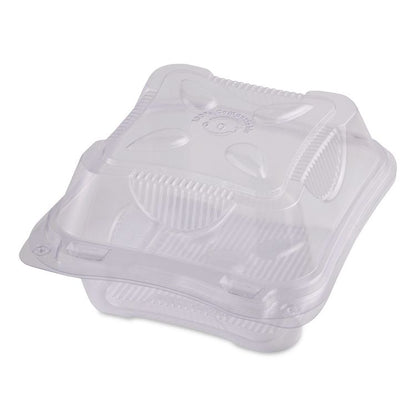 PLA Hinged Clamshells, 19 oz, 5.9 x 6.4 x 3.5, Clear, Plastic, 500/Carton