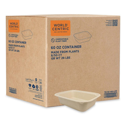 Fiber Containers, 60 oz, 7.5 x 9.8 x 2.7, Natural, Paper, 400/Carton