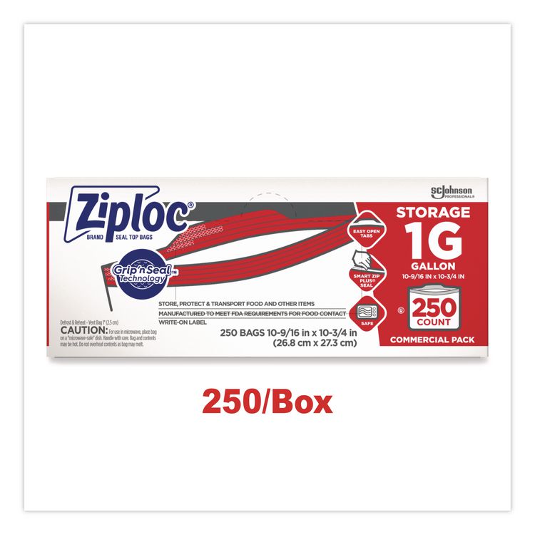 Double Zipper Storage Bags, Triple System Seal, Gallon, 1.75 mil, 10.56" x 10.75", Clear, 250/Box