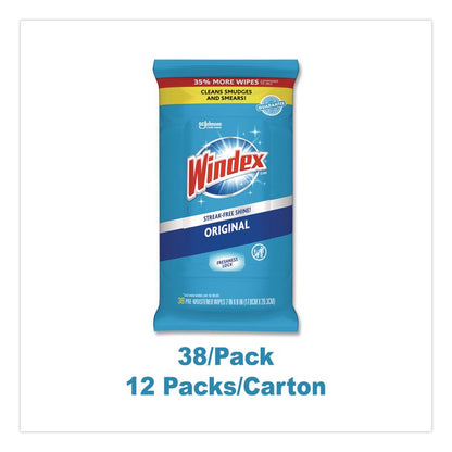 Glass and Surface Wet Wipe, Cloth, 7 x 8, Unscented, White, 38/Pack, 12 Packs/Carton