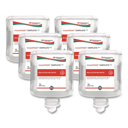 InstantFOAM COMPLETE PURE Alcohol Hand Sanitizer, 1 L Refill, Fragrance-Free, 6/Carton