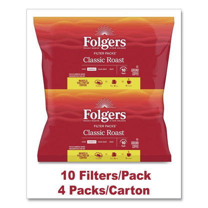 Coffee Filter Packs, Classic Roast, 0.9 oz, 10 Filters/Pack, 4 Packs/Carton