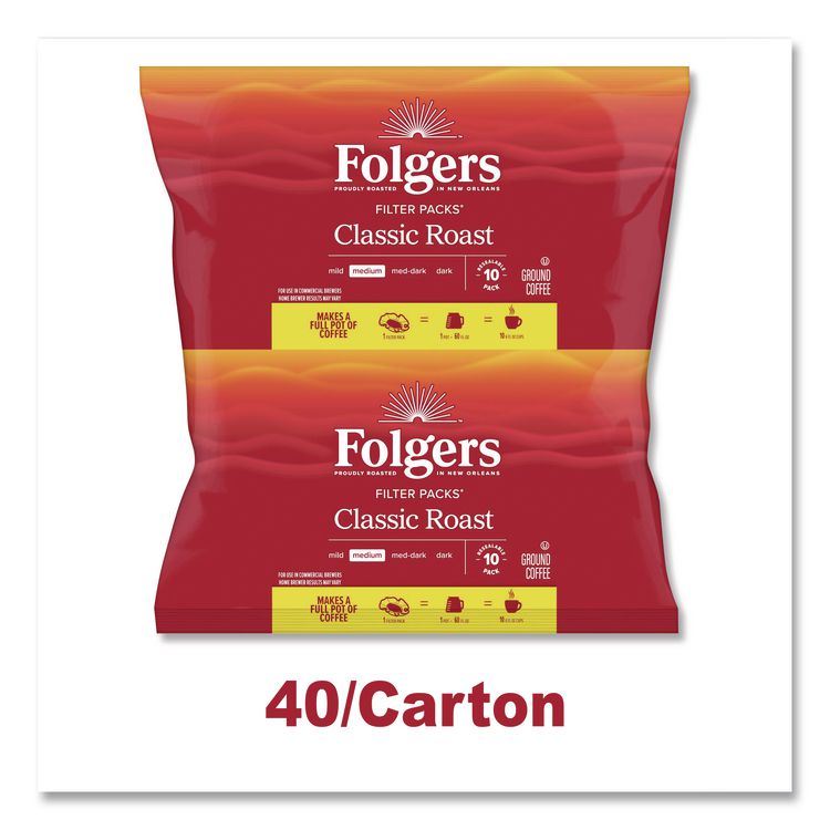 Coffee Filter Packs, Regular, 1.05 oz Filter Pack, 40/Carton