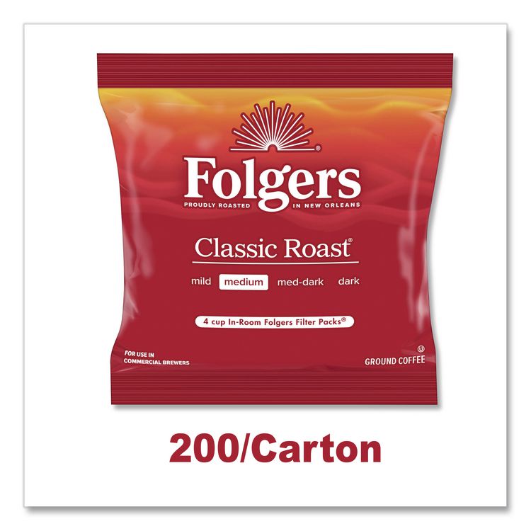 Classic Roast Ground Coffee Filter Pack, Regular, In-Room Lodging, 0.6 oz, 200/Carton