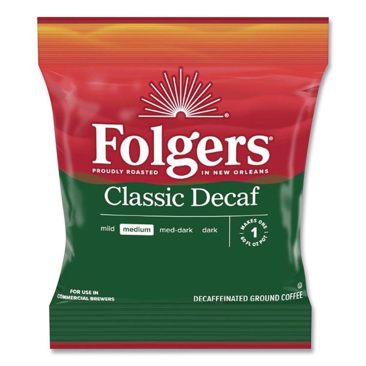 Coffee Filter Packs, Decaffeinated Classic Roast, 9/10oz, 10/Pack, 4 Packs/Carton