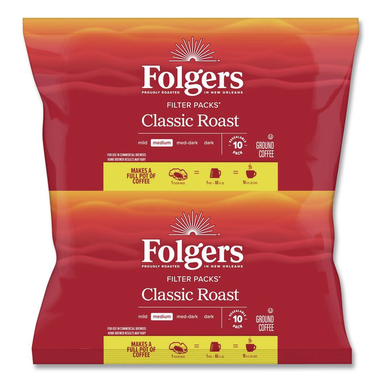 Coffee Filter Packs, Classic Roast, 1.4 oz Pack, 40/Carton