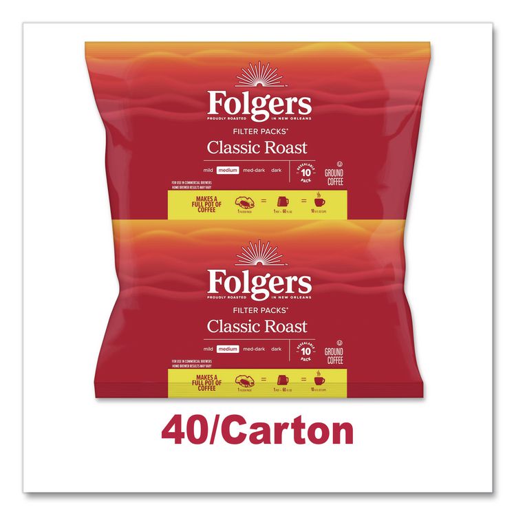 Coffee Filter Packs, Classic Roast, 1.4 oz Pack, 40/Carton