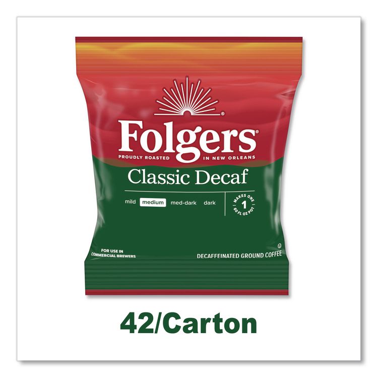 Classic Decaf Ground Coffee Fraction Pack, Classic Roast Decaf, 1.5 oz, 42/Carton