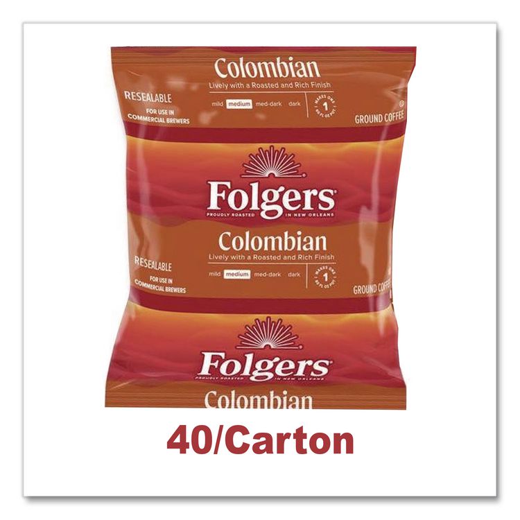 Coffee Filter Packs, 100% Colombian, 1.4 oz Pack, 40/Carton
