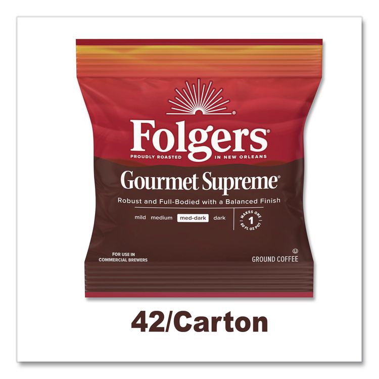 Gourmet Supreme Ground Coffee, Fraction Pack, 1.75 oz, 42/Carton