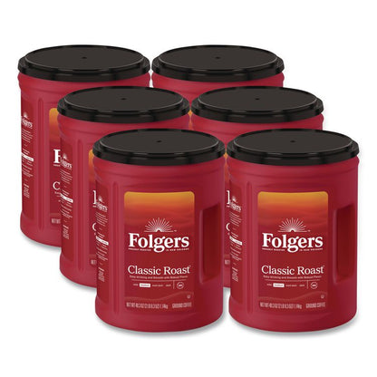 Classic Roast Ground Coffee, 40.3 oz Canister, 6/Carton