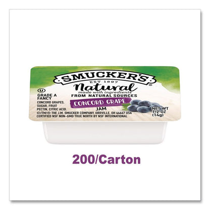 Smuckers 1/2 Ounce Natural Jam, 0.5 oz Container, Concord Grape, 200/Carton