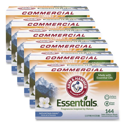 Essentials Dryer Sheets, Mountain Rain Scent, 144 Sheets/Box, 6 Boxes/Carton