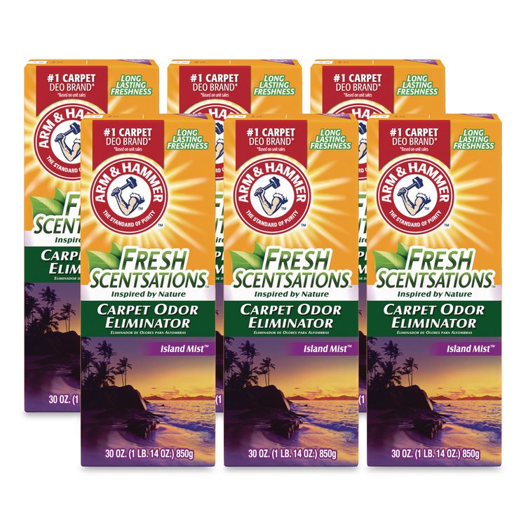 Fresh Scentsations Carpet Odor Eliminator, Island Mist, 30 oz Box, 6/Carton