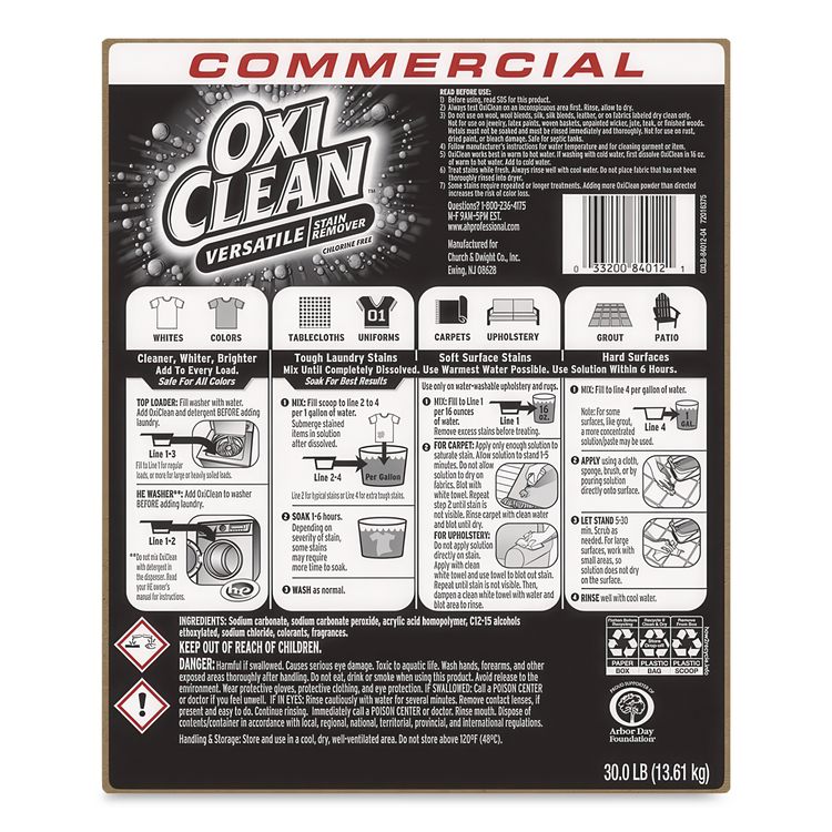 Stain Remover, Regular Scent, 30 lb Box