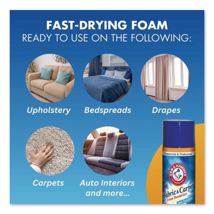 Fabric and Carpet Foam Deodorizer, Fresh, 15 oz Aerosol Spray, 8/Carton
