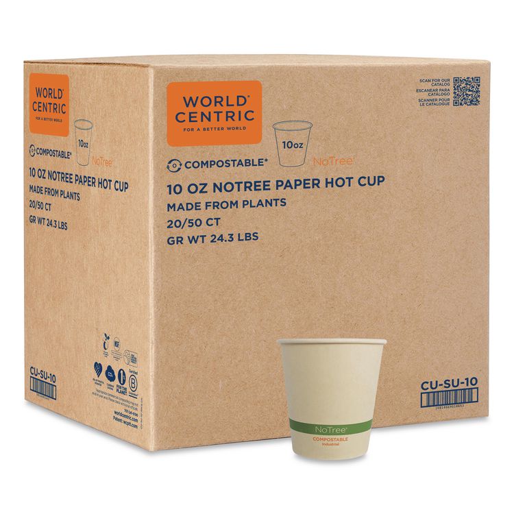 NoTree Paper Hot Cups, 10 oz, Natural, 1,000/Carton