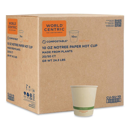 NoTree Paper Hot Cups, 10 oz, Natural, 1,000/Carton