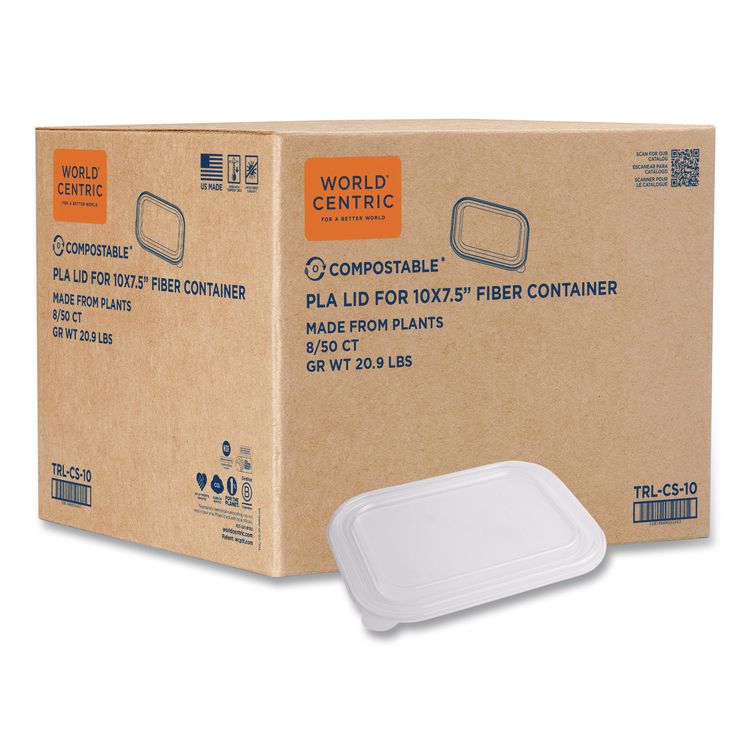 PLA Lids for TRSC60 Fiber Containers, 7.8 x 10.2 x 0.5, Clear, Plastic, 400/Carton