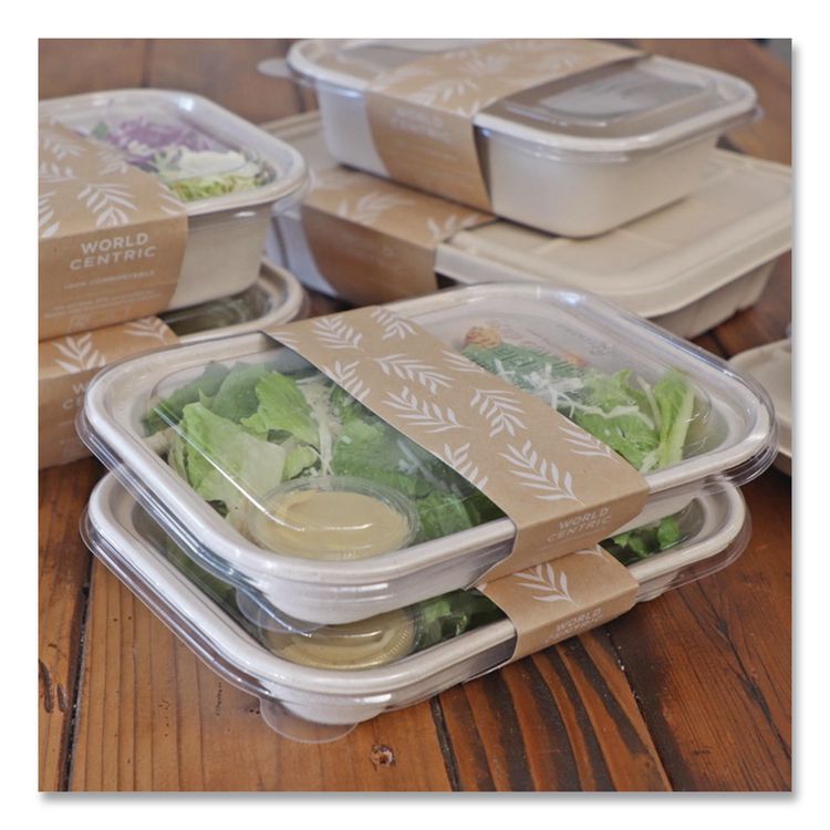 PLA Lids for TRSC60 Fiber Containers, 7.8 x 10.2 x 0.5, Clear, Plastic, 400/Carton