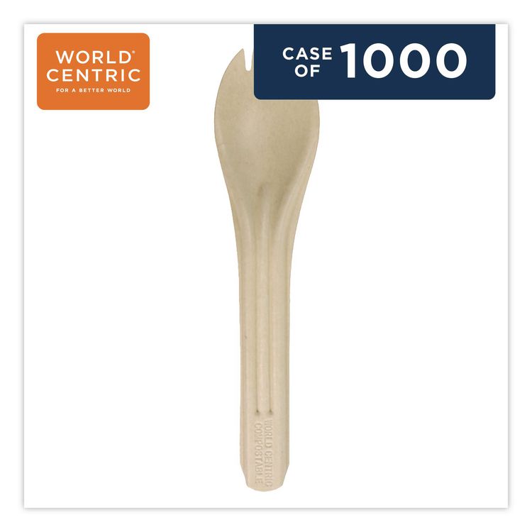 NoTree Cutlery, Light Mediumweight, Spork, Paper, Natural, 1,000/Carton