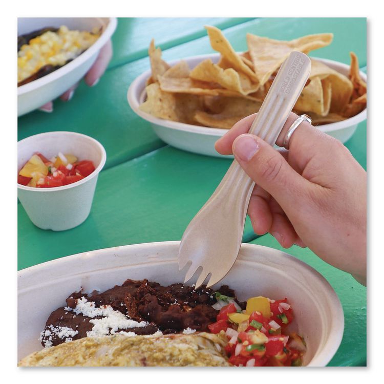NoTree Cutlery, Light Mediumweight, Spork, Paper, Natural, 1,000/Carton