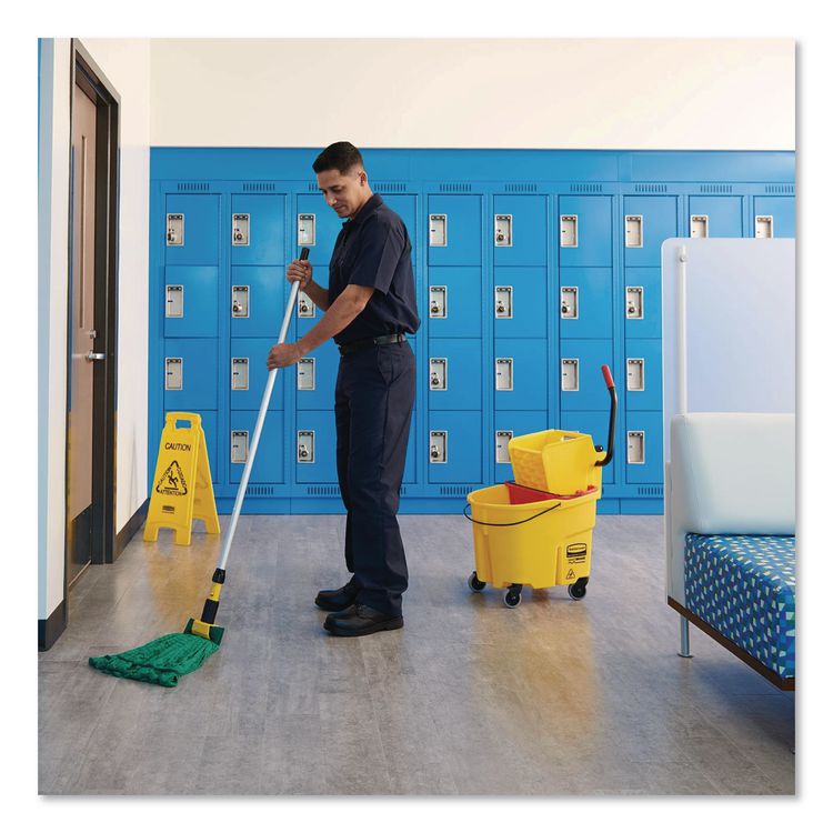 Gripper Aluminum Mop Handle, 1.13" dia x 60", Gray/Yellow