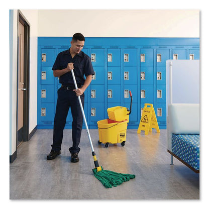 Gripper Fiberglass Mop Handle, 1" dia x 54", Black/Yellow