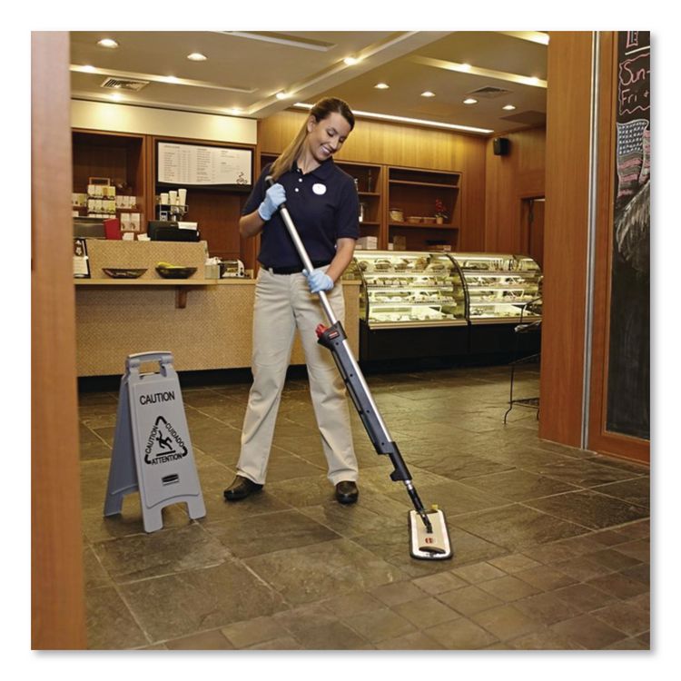 Pulse Microfiber Spray Mop System, 17" Microfiber Head, 52" Black Plastic Handle