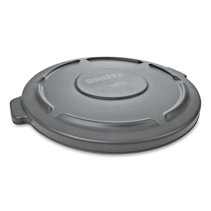 BRUTE Self-Draining Flat Top Lids for 20 gal Round BRUTE Containers, 19.88" Diameter, Gray
