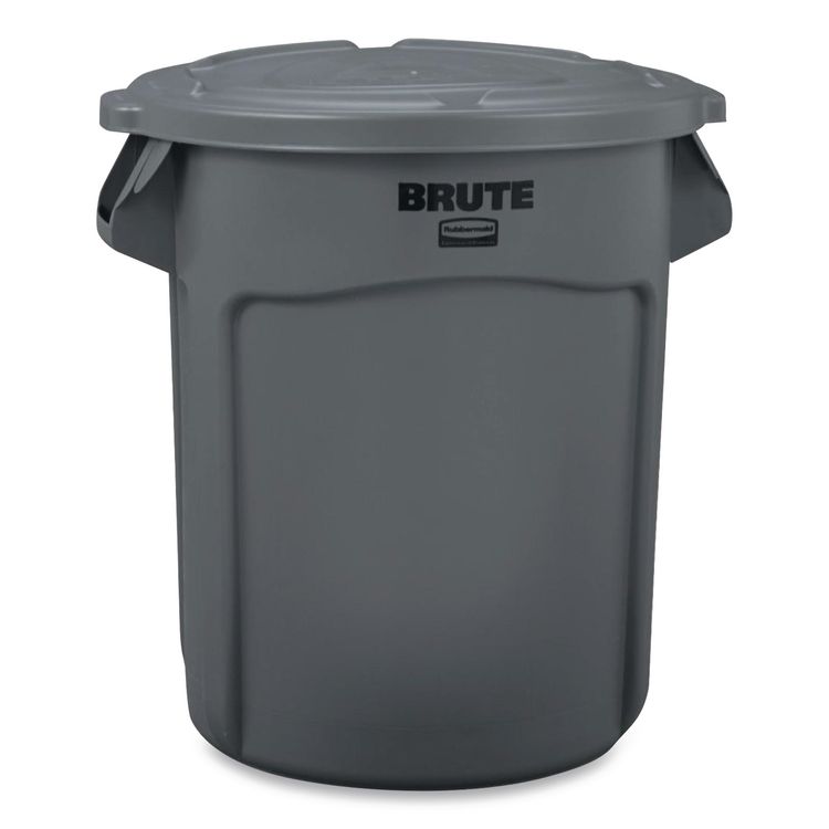 BRUTE Self-Draining Flat Top Lids for 20 gal Round BRUTE Containers, 19.88" Diameter, Gray