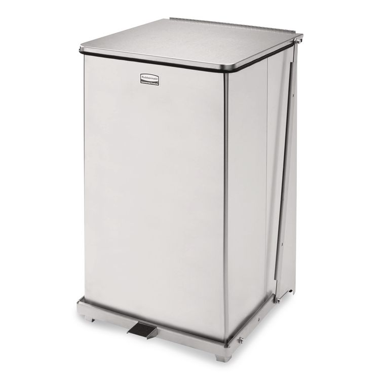 Defenders Heavy-Duty Steel Step Can, 25 gal, Stainless Steel, Stainless Steel