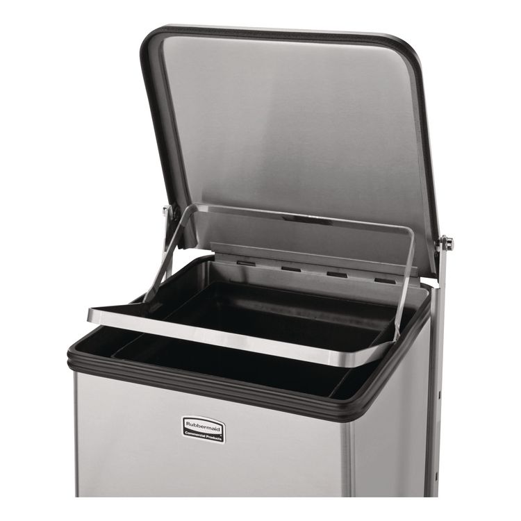 Defenders Heavy-Duty Steel Step Can, 25 gal, Stainless Steel, Stainless Steel