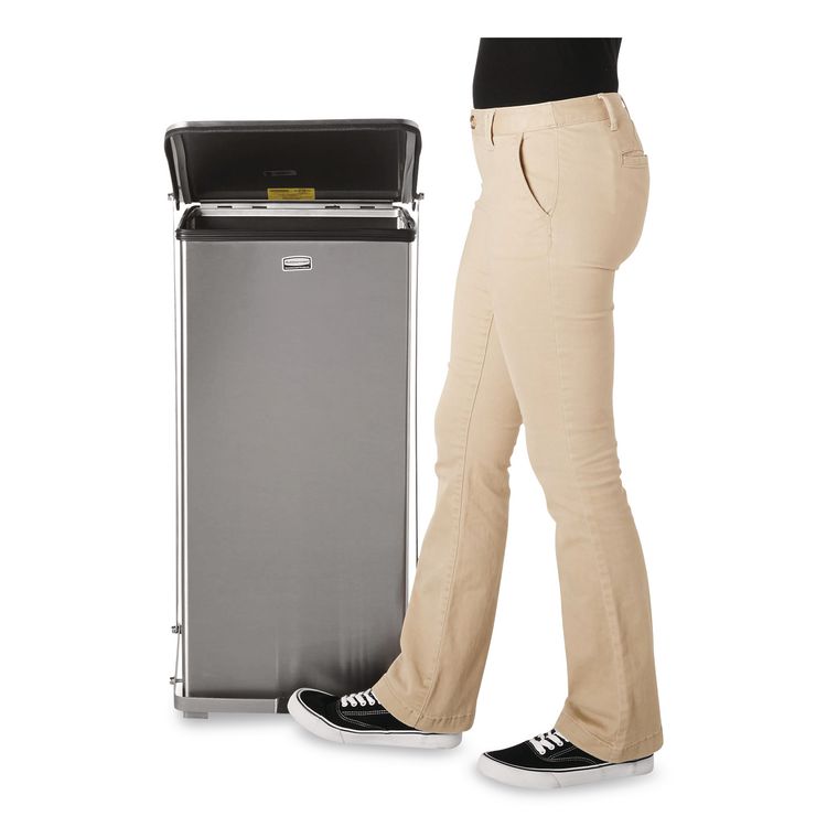 Defenders Heavy-Duty Steel Step Can, 25 gal, Stainless Steel, Stainless Steel