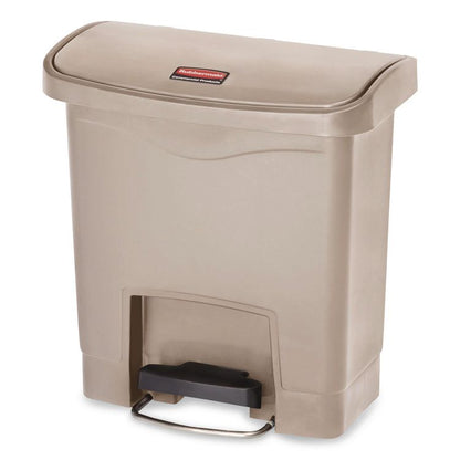 Streamline Resin Step-On Container, End Step Style, 4 gal, Resin, Beige