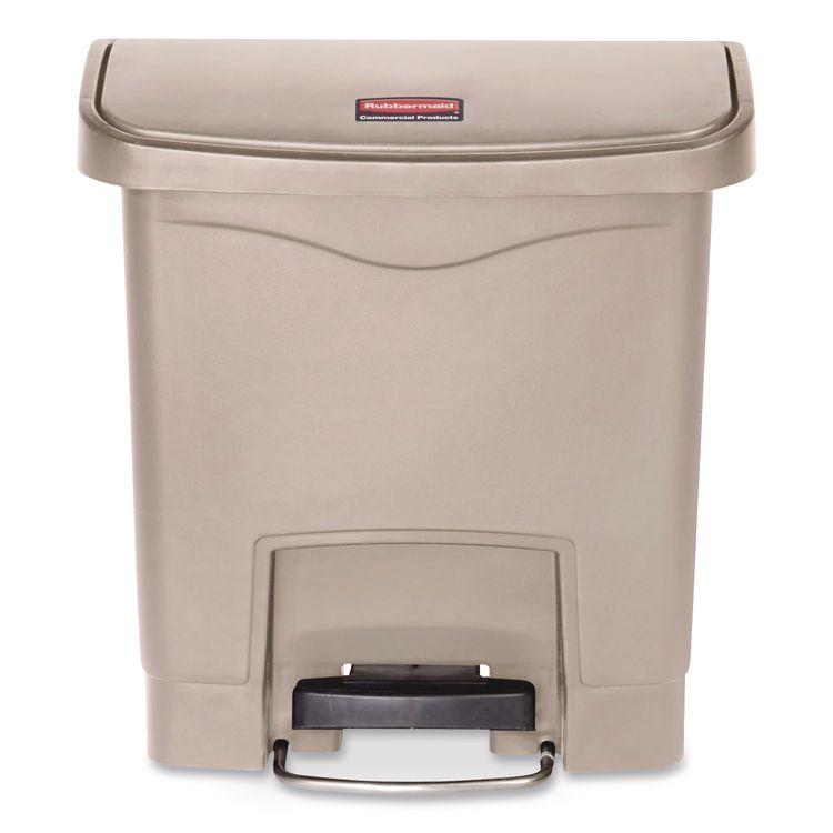 Streamline Resin Step-On Container, End Step Style, 4 gal, Resin, Beige
