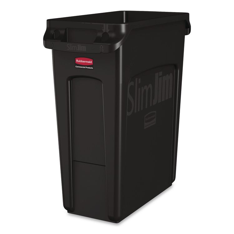Slim Jim with Venting Channels, 16 gal, Plastic, Black