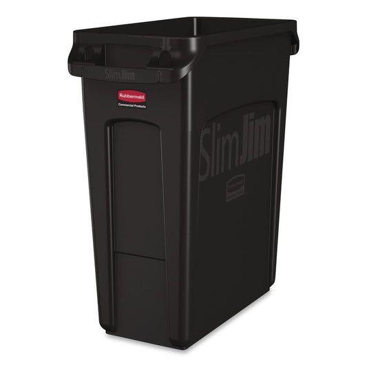 Slim Jim with Venting Channels, 16 gal, Plastic, Black