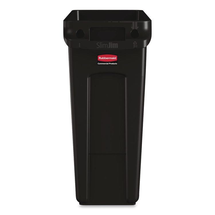 Slim Jim with Venting Channels, 16 gal, Plastic, Black