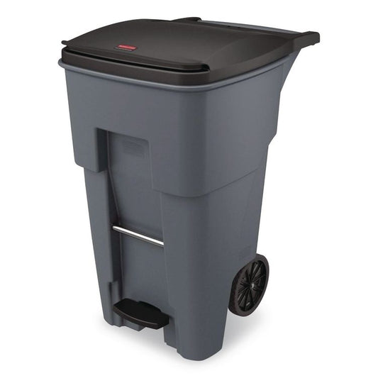 Brute Step-On Rollouts, 65 gal, Metal/Plastic, Gray